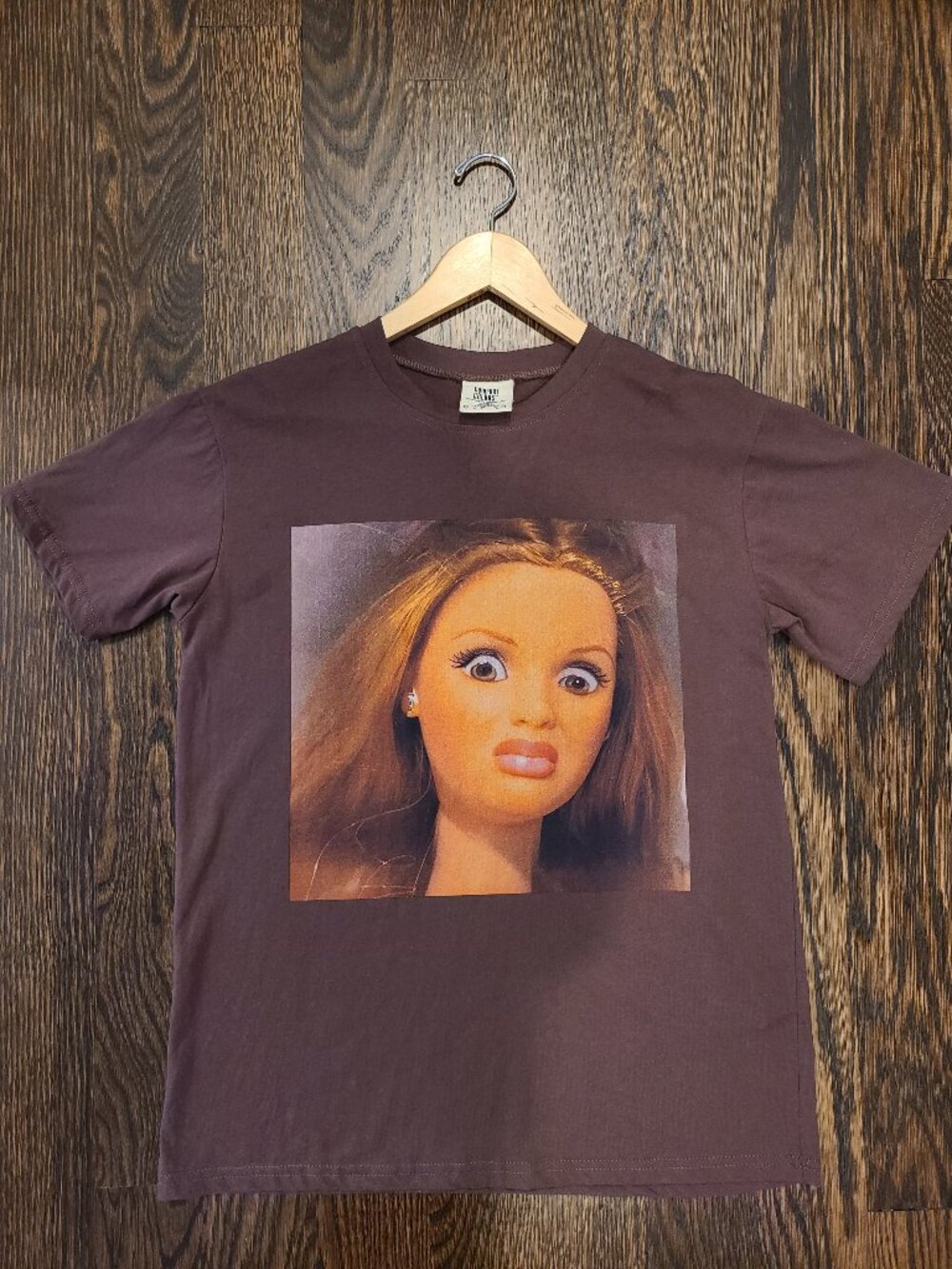 Novelty brown casual t-shirt 100% cotton